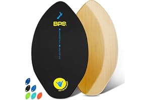 BPS New Zealand 'Shaka' Skimboard with Colored EVA Grip Pad and High Gloss Clear Coat | Wooden Skim Board with Grip Pad for Kids and Adults | Choose from 3 Sizes and Traction Pad Color