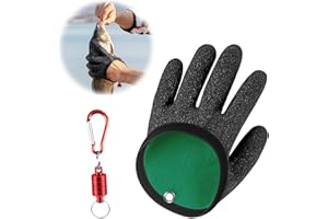 CZlinOduMMX Angelhandschuhe, wasserdichte Angelhandschuhe Jagdhandschuhe mit Anti Schnitt und Magnetverschluss Latex Fisch Fang Handschuhe für Den Sicheren Umgang mit Hecht Wels Zander(Linke Hand)