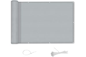 AXT SHADE osłona balkonowa 90x600cm,nieprzezroczysta osłona balkonu,100% poliester,ochrona przed promieniowaniem UV i odporność na warunki atmosferyczne,do ogrodu balustrady balkonowej,Jasnoszary