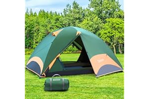 Eucomir Tenda da Campeggio per famiglie di 4 Persone, Impermeabile con Pioggia Rimovibile, Facile da Montare All'aperto per Alpinismo in Spalla ed Escursioni,Verde