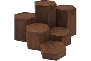BELLE VOUS Alzatina in Legno Rustico Espositore (6pz) - Colonna per Vetrine e Ripiani - Ceppo Tronco per Gioielli, Arredo Casa, Cupcakes e Dessert - Centrotavola