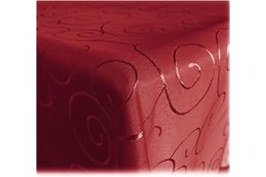 JEMIDI Tischdecke Ornamente Seidenglanz Edel Tisch Decke Tafeldecke 31 Größen und 7 Farben Dunkelrot 90x90