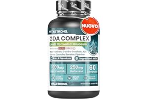 VITASTRONG. GDA Integratore Vitastrong, Lipid Complex con Berberina BerbSIMΒΙΩ 250mg, Myo-Inositolo 1000mg, Acido Alfa Lipoico, Estratti Vegetali e Cromo, per Livelli Normali di Glucosio nel Sangue, Senza Glutine