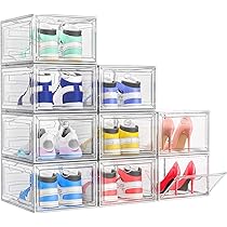 Set Van 9 Stapelbare Schoenendozen Zwart - Doorzichtige Schoen Organizer Voor Sneakers Tot Maat 47