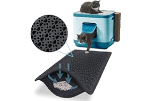 Bazerga Tapis Litière Chat pour Bac à Litière Chat et Maison de Toilette Chat, 38-61 cm, Imperméable Non Toxique, Double Couche%100 EVA en Patte du Chat (38-61 cm, Noir)