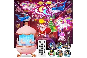 One Fire Proiettore Stelle Soffitto Bambini con 15 Film & 15 Musiche – Rotazione 360°, Telecomando Timer, Giochi per Bambine 3-12 Anni, Deko Cameretta Regalo, Regalo Natale Bambini