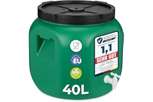 Garronda 40L Fût Plastique Alimentaire avec Robinet – Récupérateur d'Eau Sans BPA pour Eau, Fermentation, Croquettes, Choucroute GD-0142