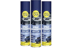 HAPPYCAR Happy Car - 3x Spray Lucida Cruscotto New Car, Effetto Brillante e Profumato, Rinnova e Protegge, Non Unge, Adatto a Tutte le Superfici, 600ml