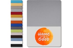 HOME - 4 - GOOD home4good Spannbettlaken 200x220cm – Jersey-Spannbetttuch aus 100 % Baumwolle – Oeko-TEX 100 Zertifiziert – bügelfrei, elastisch & atmungsaktiv – für 15–25 cm Matratzenhöhe - Silber