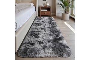 Sour Lemon Wohnzimmerteppiche, 60 x 220 cm Grauer Läufer Teppich für Schlafzimmer, waschbar, rutschfest, Flauschiger Teppich, zottelige, weiche Teppiche, Matte für Kinder, Flur, Wohnzimmer