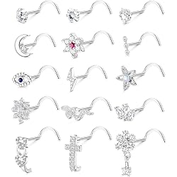 20 Anneaux De Nez 20G - Acier Inoxydable Et Zircone - Forme L - Hypoallergénique - Pour Piercing Nez