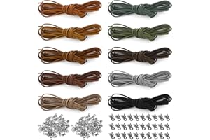 Yangfei 10 Pezzi Corda in Pelle Scamosciata 3mm x 5m Corda di Cuoio Lacci Cordini in Pelle Cordone per Braccialetto Collana Gioielli Fai Da Te Fatto a Mano Mestieri (50 metri)