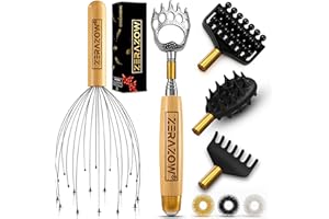 ZERAZOW® Telescoping Back Scratcher 9 Pcs Set | Backscratcher for Men & Women with 4 Detachable Heads | Scalp & Back Massager Tools | Stocking Fillers for Men | Dad Christmas Gifts | UK Brand