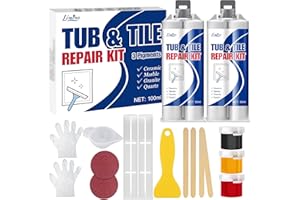 LIMINO Shower Tray Repair Kits - Ceramic, Tub and Tile Repair Kit for Repairing Scratches, Chips and Dents, White Bath Enamel Repair Kit, Bathtub repair filler for Acrylic, Fiberglass, Porcelain, Marble