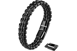 SERASAR Bracelet Homme Cuir Fermoir Magnétique Acier Inoxydable | Briller Cuir De Vachette Véritable | Bracelets Style Tressé | Coffret Cadeau Bijoux Inclus | D'Accessoires de Mode Pour Homme