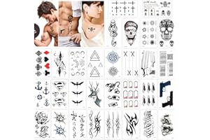 Konsait 30 Blätter Temporäre Tattoos für Frauen Männer, Wasserdicht temporär Tätowierung Kleine schwarz Tattoo Körperkunst Tattoo Aufkleber Fake Tattoos Klebetattoos Erwachsene