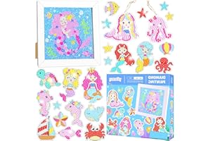 RUIJIE 5D Diamond Painting Kit Bambini, 24 PCS DIY Pittura Diamante Adesivo, Incluso 25 Adesivi Diamantati, 2 Portachiavi, 1 Cornice in Legno, Disegno Mosaico Art Craft per Bambini Adulti Principianti