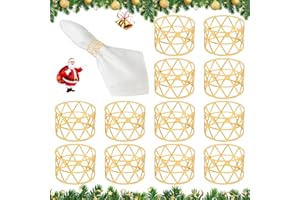 Lets Joy Rond de Serviette en Métal, 12 Pièces Anneau de Serviette en Métal, Porte-Serviettes de Table Noël, Décoration de Table Ronds de Serviette pour Mariage, Banquet, Fête, Dîner