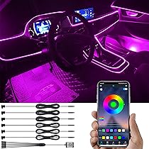 Kit Luce Atmosfera Auto TABEN - Fibra Ottica 6m RGB, Sincronizzazione Musicale, Controllo App Bluetooth - Foto 5