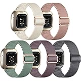 Charlam 5 Pack Nylon Armband Kompatibel mit Fitbit Versa 3/ Versa 4/ Fitbit Sense/ Sense2 Armband, Weiches Geflochtenes Nylon