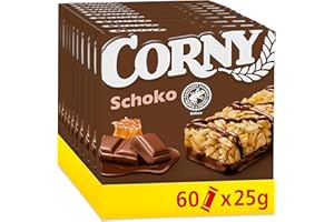 ‎CORNY Corny Classic Schoko, Müsliriegel mit Schokolade, 60 x 25g