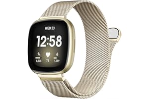 Issinlky Bracelet en Métal Compatible avec Fitbit Versa 3/4, Sense 2/Sense - Remplacement en Acier Inoxydable pour Smartwatch