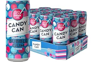 Candy Can, Bubblegum, Fizzy Drink, Nostalgic American Soda Flavours, Sugar Free, Sparkling Pop Cans (330ml x 12 Pack)