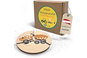 EV HOME CREATIONS EV® Mein erstes Holzpuzzle - Große Maschinen | 3-Teilig mit 9 Motiven | Hochwertiges Kinderspielzeug aus Langlebigem Italienischem Holz – Das Perfekte Puzzle ab 2 Jahren