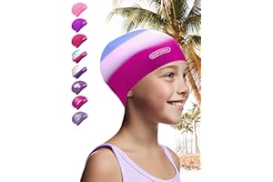 ‎KIDVERSE KIDVERSE Swimming Cap Children Long Hair - Swimming Cap Children with Non-Slip Nubs - Swimming Caps for Swimmers with UV Protection - Swimming Cap Girls - Swimming Caps for Long and Voluminous Hair