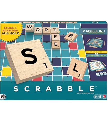Scrabble Viaggio Mattel – Versione Tedesca, Gioco Da Tavolo Portatile Con Custodia Integrata, 2-4 Giocatori