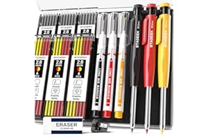 ‎STAGEEK STAGEEK Tischler Bleistifte Set,Bleistift Baustelle,Tieflochmarker,3 Zimmermannsbleistifte mit 3 Markierstift [inkl.36Minen]anreißwerkzeug,mechanische Tischlerbleistifte,Holzbearbeitungs,Lochmarkierer