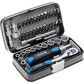 H&ouml;gert Technik - Small Tool Set, Tool Box, Tool Case, Socket Wrench Set and 1/4 Equipment, Ratchet Mechanism with 72 Teeth -