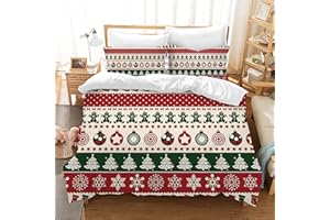 JEFFEL Set di Biancheria da Letto Con Motivo di Babbo Natale - Alta Definizione, 3 Pezzi, Regalo Natalizio per Bambini e Adolescenti (Natale D, 200 x 200 cm)