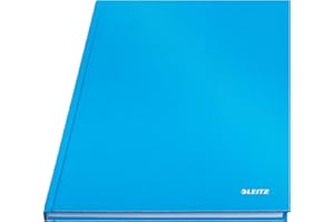 ‎LEITZ Leitz A4 Notizbuch kariert, 160 Seiten, 80 Blatt FSC zertifiziertes 80 g/m² Papier, Stabiler, kratzfester Hardcover-Einband, Für Büro, Schule oder als Tagebuch, Solid Serie, Hellblau, 46640030