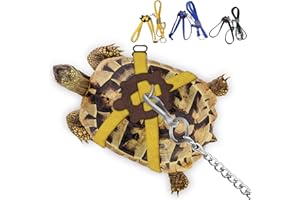 CQJ Pet Turtle Leather Harness Small and Harness Pet Leash Suitable for Tortoise Supplies Adjustable Control Leash (Yellow, M)