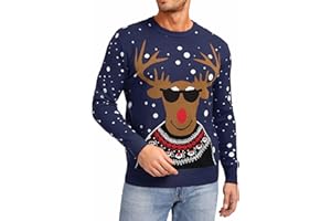 Jahetuul Natale Inverno Maglione Caldo Girocollo Maglione di Natale Uomo a Maniche Lunghe Divertente Renna Natalizia Maglione di Natale Invernale Morbido e Accogliente
