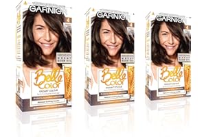 Garnier Belle Color Brown Hair Dye Permanent, Natural looking Hair Colour, up to 100% grey coverage - 4 Natural Dark Brown Pack of 3