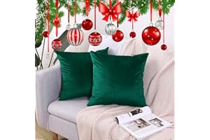 CXTAI 2x Dark Green Velvet Cushion Covers Decorative Square Throw Pillow Cover Pillowcase 18"x 18"45 x 45cm