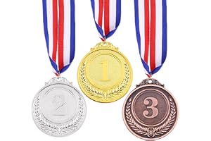 Swpeet Winner Medals Gold Silver Bronze Award Medals, 1st 2nd 3rd Award Medals with Neck Ribbon, Olympic Style Medals Prizes for Competitions, Party Decorations and Awards