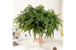 ‎JADEUNM Norfolk Pine Tannenzweige 5 Stück Künstliche Tannenzweige Wie Echt Künstlich Zweige Deko Weihnachten Norfolk Kiefernzweige 52CM,Kiefernzweige Kunst Tannenzweige für DIY Weihnachtsdeko Adventskranz