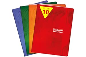 Calligraphe 7103C Lot de 10 Cahiers Agrafés (une Marque de Clairefontaine) - 17x22 cm - 96 Pages Grands Carreaux - Papier Blanc 70 g - Couverture Carte Offset - Couleurs Aléatoires