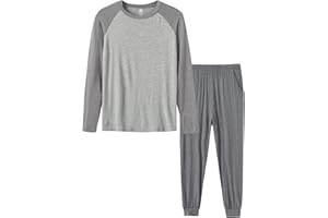 MoFiz Pijama Niños Suave Conjunto de Dos Piezas Camiseta y Pantalones con Bolsillos Infantil Ropa de Dormir Otoño Invierno 8-18 Años