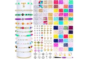 Aolawco 13000 Pcs Clay Beads Bracelet Making Kit, 48 Colors Flat Round Polymer Heishi Beads for Jewelry Making, Letter Beads for Bracelet Necklace DIY Crafts Making for Girls Gifts