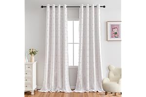 MYSKY HOME Cortinas Rosa Cortinas Opacas para Habitación Infantil de Niñas —— Cortinas Oscurecedoras con Ojales, Cortina Térmica de Doble Capa con Pompón para Dormitorio, Set de 2 Unidades, H 245 x