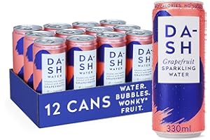 DASH Water Pamplemousse – 12x Eaux pétillantes aromatisées au Pamplemousse SANS Sucre, SANS Édulcorant, SANS calories – Infusées avec des Fruits rejetés (12x330ml)
