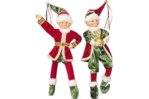 2 Stuck KI Store 45cm Elves Figuren rot Grun elf für Christbaumschmuck Weihnachts Dekoration Wichtel Elfen Weihnachtselfe