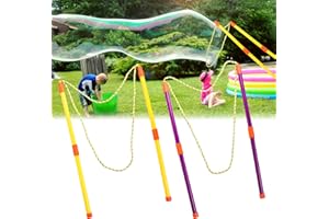 Yisscen Burbujas de Jabon Niños 2 Pares Varita de Burbujas Gigante Niños Burbujas Juguete Burbuja Gigante Kit de Pompas de Jabón Cumpleaños Juego de Jardín Bodas