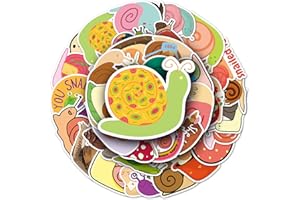 AFFOTO Lot de 50 autocollants escargots pour ordinateur portable (50 pièces), cadeau pour enfants, adolescents, adultes, garçons, snail autocollants imperméables en vinyle pour scrapbooking, voiture, bagage