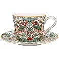 The Leonardo Collection Strawberry Thief Cup & Saucer Set | Designed by William Morris | Tea Cup Set Perfect for Home or Office | Tea Cups and Saucers or Coffee Cup and Saucer for Enjoying Hot Drinks