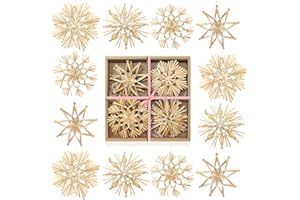 ‎COM-FOUR com-four® 12x Strohsterne im Mix-Set - Christbaum-Schmuck - Stroh-Anhänger für den Weihnachtsbaum - natürlicher Christbaum-Behang - Weihnachtsdekoration - Ø 11 cm